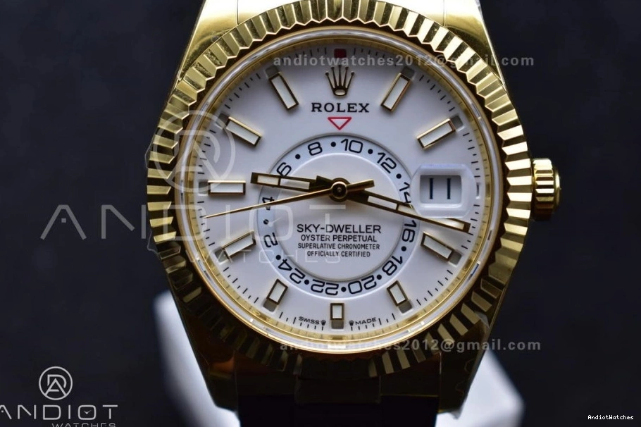 White Dial YG Weight) Oysterflex Strap ZF Edition Best 336238 1:1 Functional A23J Sky-Dweller 1100 on (Gain 0513
